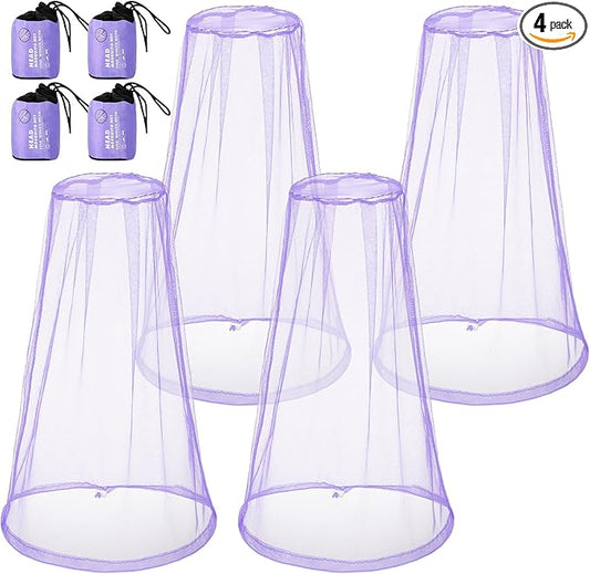 Hestya 4 Pack Mosquito Face Mesh Net Protecting Net for Outdoor Hiking Camping Climbing Mosquito Fly Insects Preventing (Purple)