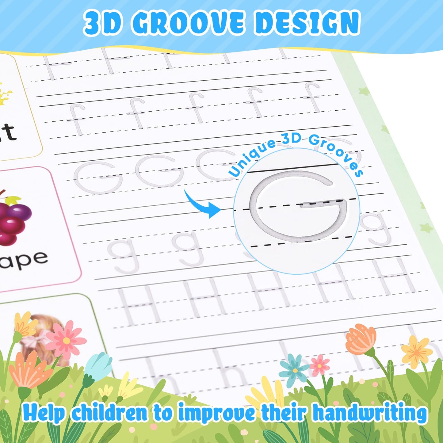 Magic Ink Copybooks for Kids Reusable Handwriting Workbooks for Preschools Grooves Template Design and Handwriting Aid (5)
