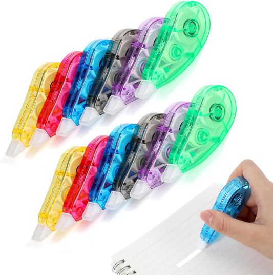 BESARME 12 Pack Correction Tape - Colorful 19.69 Ft Each Correction Tape Roller for Students & Office Supplies