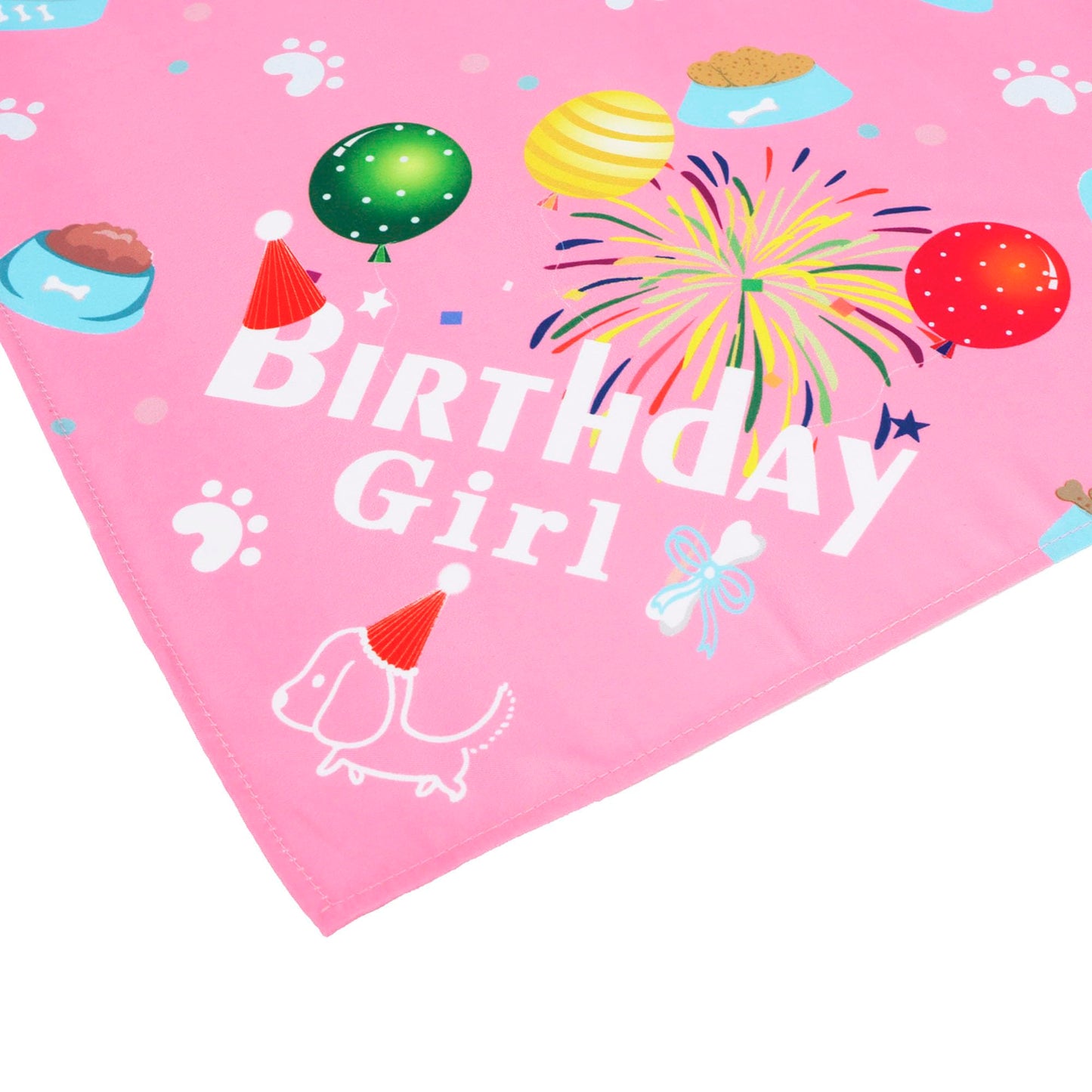 ADOGGYGO Dog Bandana Hat Set for Birthday Party Supply, Boy Girl Pet Birthday Scarf for Medium Large Dog (Large, Pink)