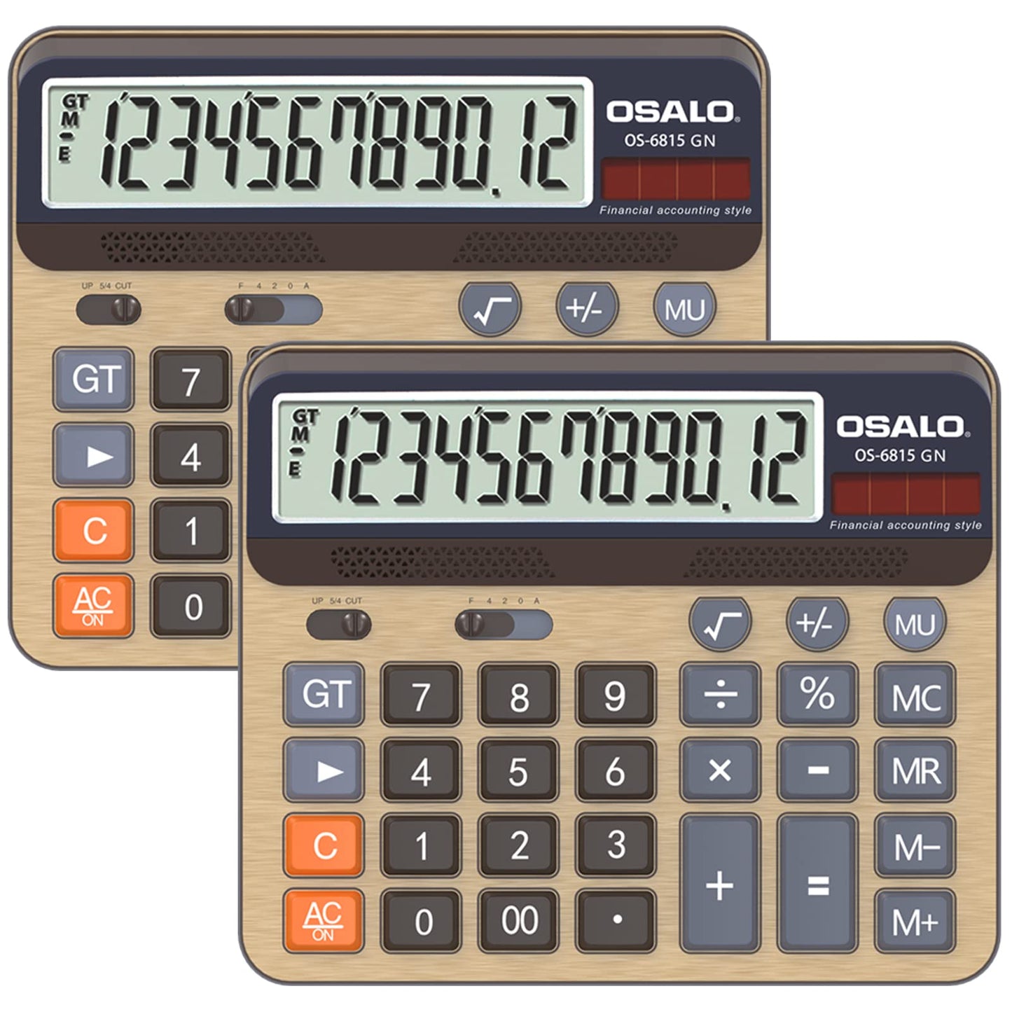 Desktop Calculator Extra Large 5in LCD Display 12-Digit Big Button Giant Accounting Calculator, Battery & Solar Powered, for Office Business & Home(OS-6815)