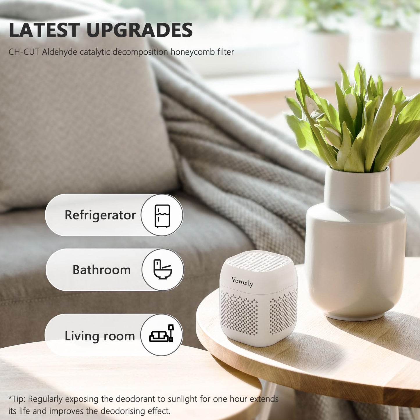 Refrigerator Deodorizer,Lasts for 10 Years,Refrigerator Odor Eliminator,Fridge Deodorizer for Fridge & Freezer, Room,RV and New Home, Better than Bamboo Air Purification Bags Baking Soda,White