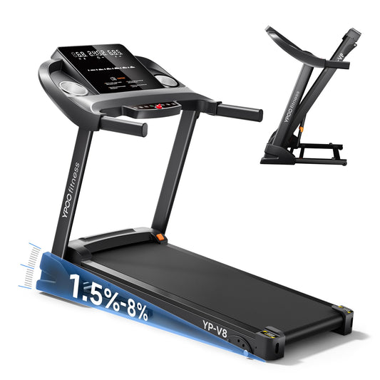 Treadmills for Home with Incline, Auto Foldable Running Treadmills, 8.0 MPH Walking Pad Treadmill with Bluetooth, 300 lbs Weight Capacity Quiet