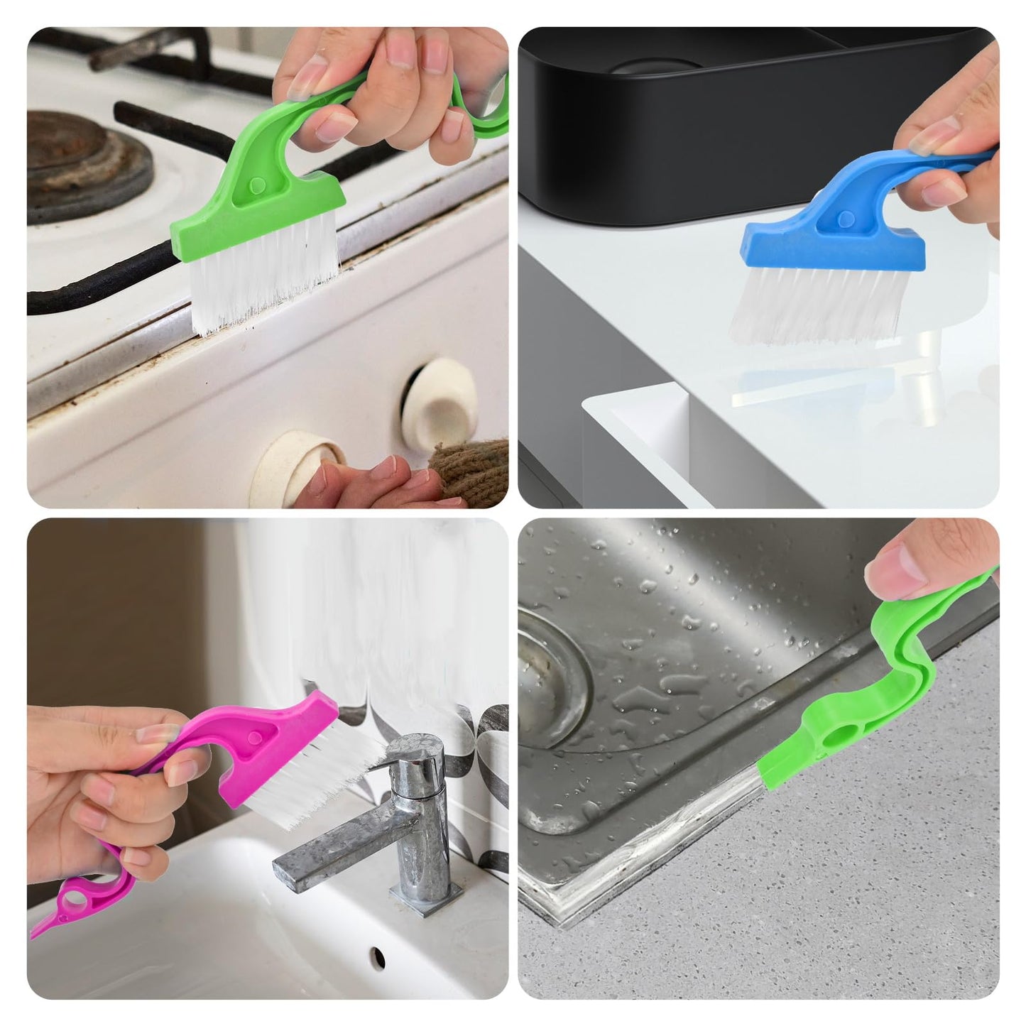 Eduftis 7Pcs Crevice Cleaning Brush, Multifunctional Window Track Cleaning Tools and Window Groove Cleaning Brush, Home Kitchen Bathroom Window Faucets, Easy to Use Cleaner Supplies Tool