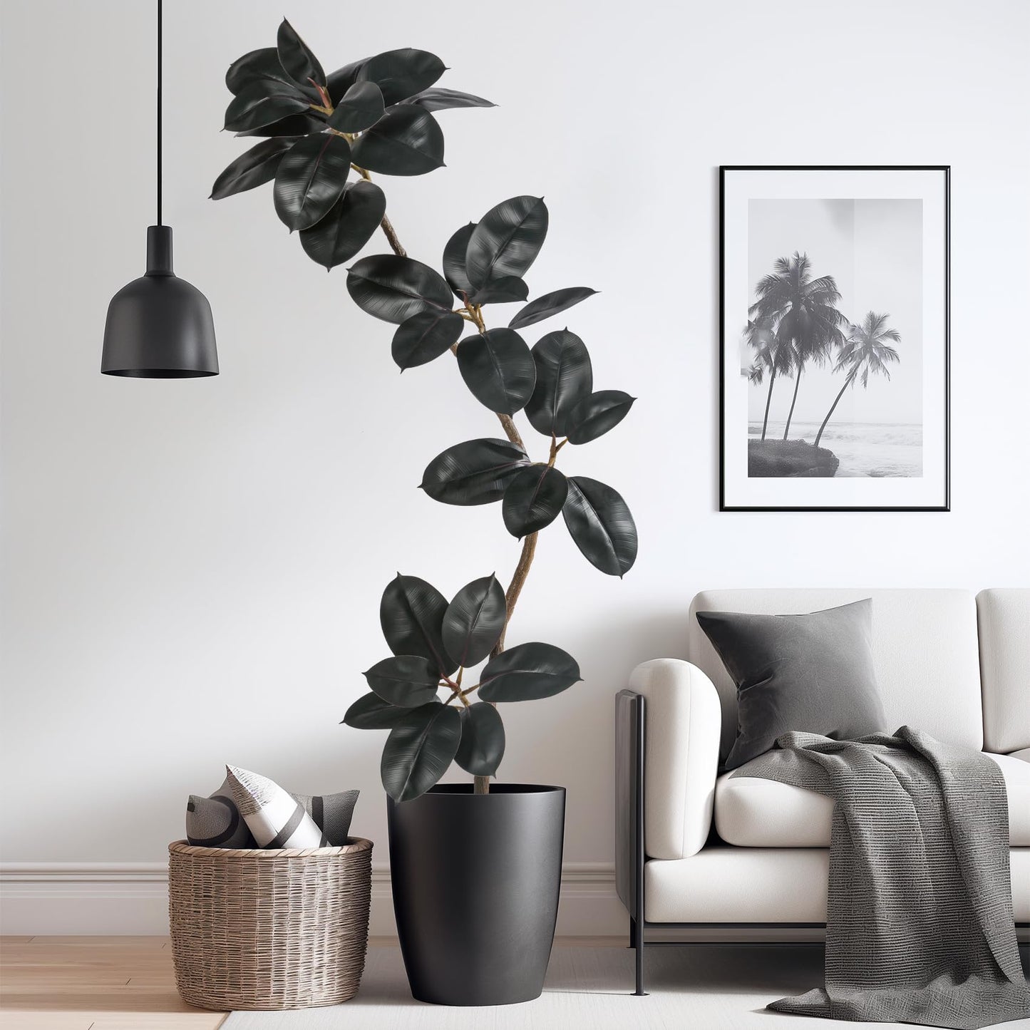 Bailikang 5.2ft Artificial Rubber Tree Faux Plants Indoor Faux Floor Artificial Trees Indoor,Fake Plant Fake Tropical Plants,Large Floor,Real Touch Rubber Tree for Home Decor