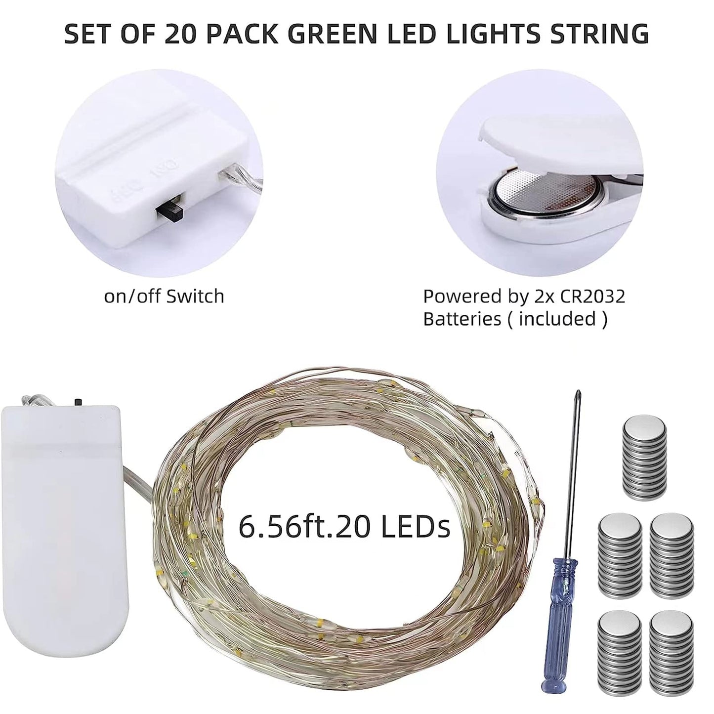 LAMPHOME 20 Pack Fairy Lights Battery Operated - 7ft 20 LED Lights Copper Wire Mini String Light Firefly Light for Mason Jars DIY Crafts Christmas Wedding Party Centerpiece Table Decor,Blue