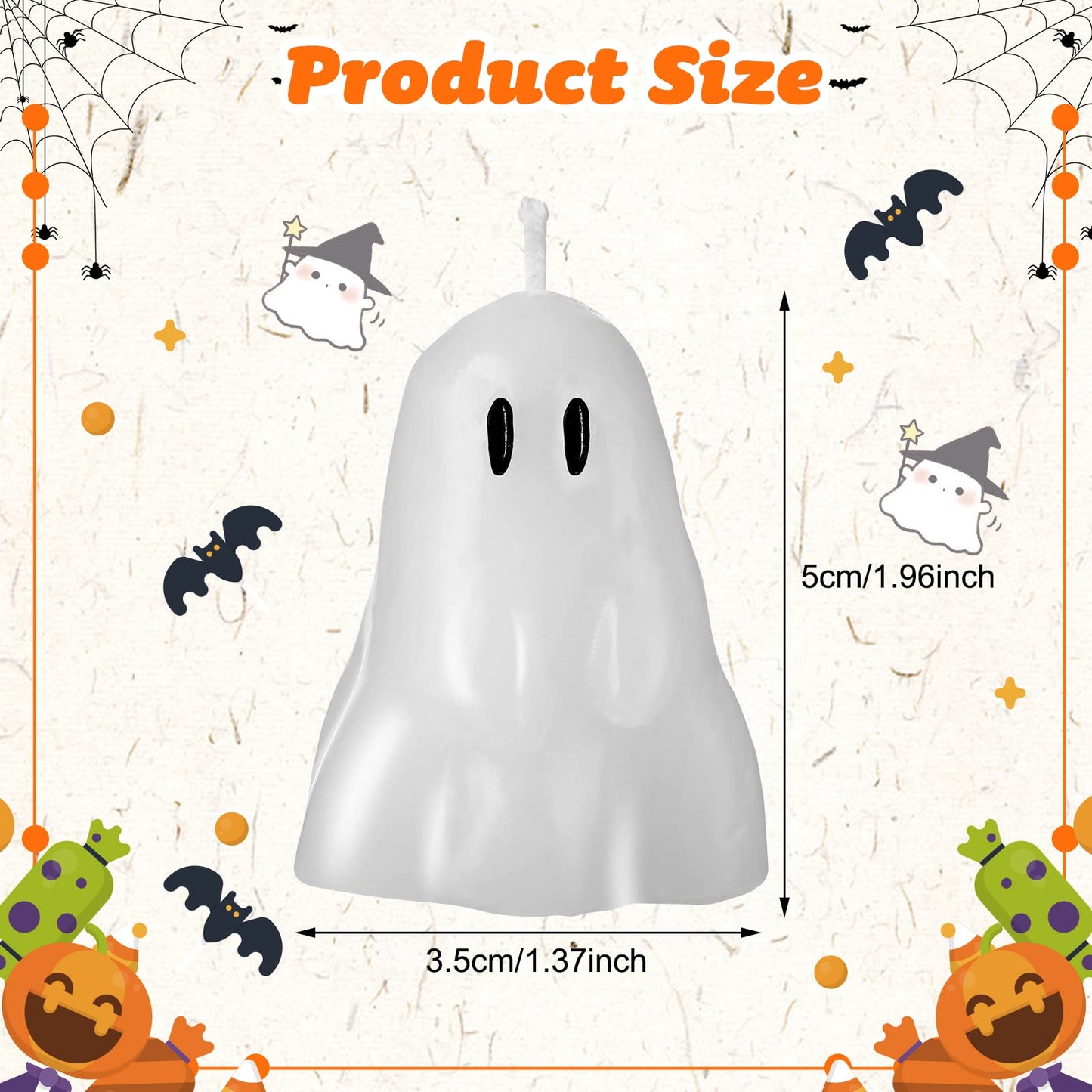 10 Pieces White Halloween Decor Candles - Soy Wax Burning Candles for Party Decorations, Pumpkin