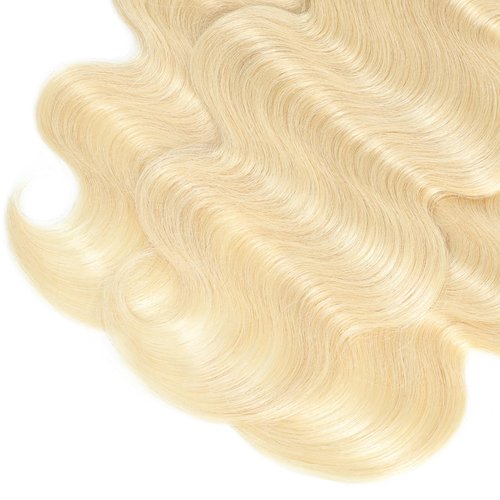 613 Bundles with Closure Blonde Human Hair Bundles with Closure （18 20 22+16）- 12A 100% Brazilian Virgin Hair Bundles with 4x4 Transparent Lace Closure, Body Wave Bundles with Closure