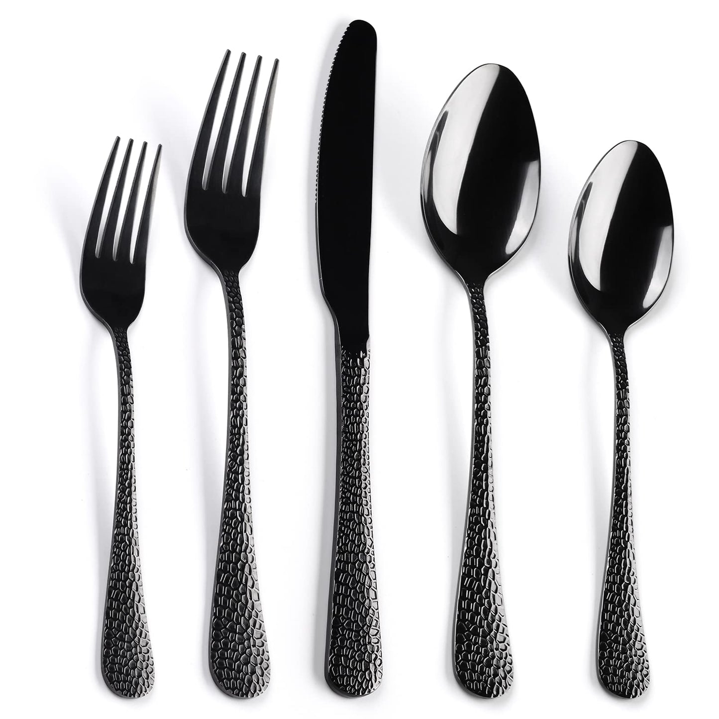 41-Piece Black Matte Silverware Set with Drawer Organizer, SANLUNS Stainless Steel Flatware Cutlery for 8 Utensil Set for Home Restaurant, Tableware Includes Knife Fork Spoon Set Dishwasher Safe