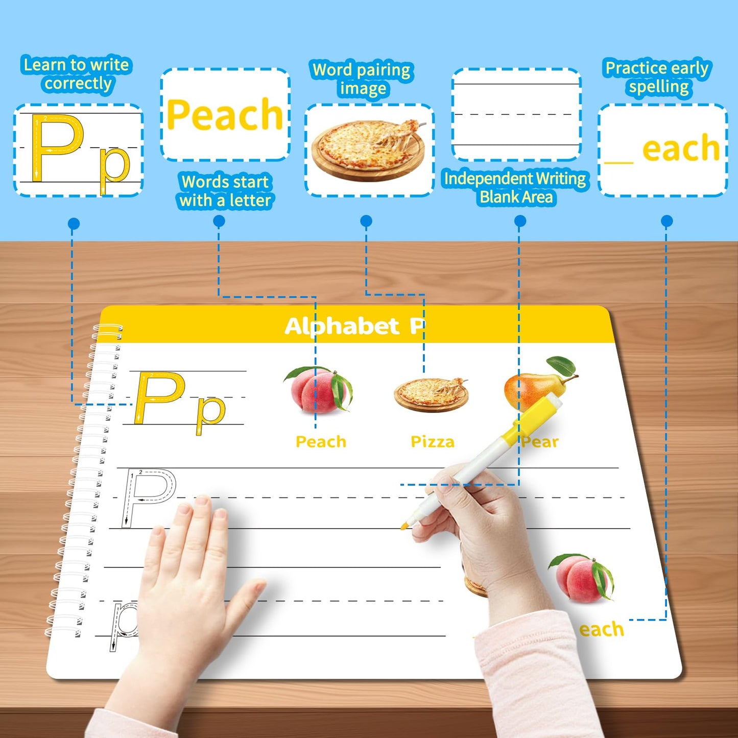 Preschool Learning Activities-Handwriting Practice for Kids|Montessori Busy Book|Toddler Activity Book|Autism Learning Materials|Educational Workbook|ABC Learning for Kids Ages 3+（8.57 x 12.59″）