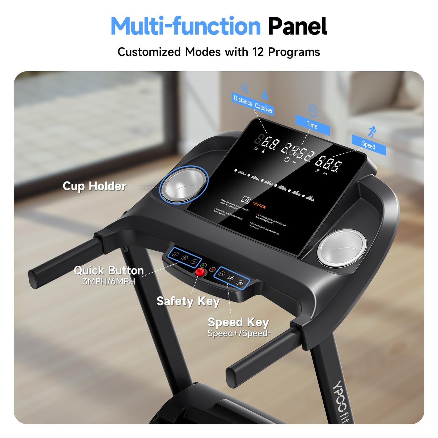 Treadmills for Home with Incline, Auto Foldable Running Treadmills, 8.0 MPH Walking Pad Treadmill with Bluetooth, 300 lbs Weight Capacity Quiet