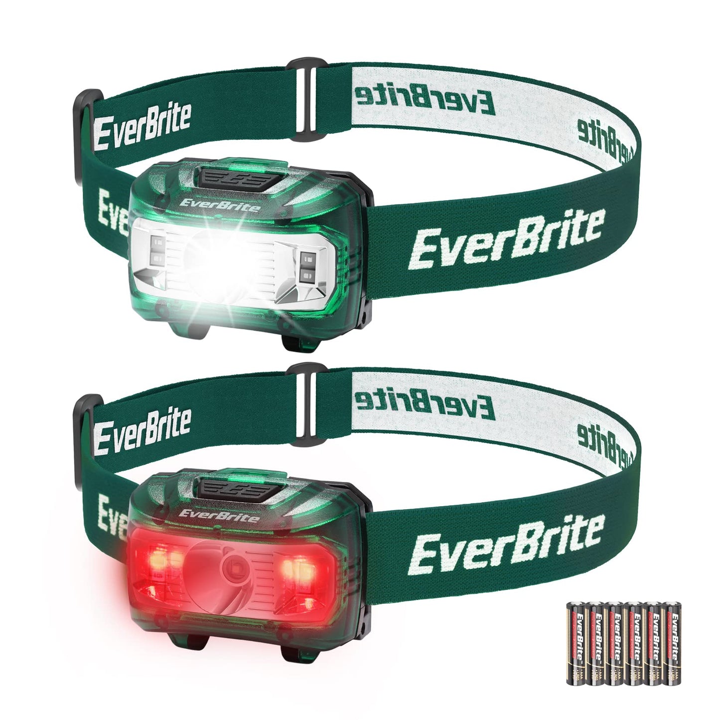 EverBrite Headlamp, 5 Pack Kids Headlamp with Red Light and Memory Function, Head Lamp for Adults and Kids with 5 Modes, Bright Headlamps for Camping, Running, Batteries Included
