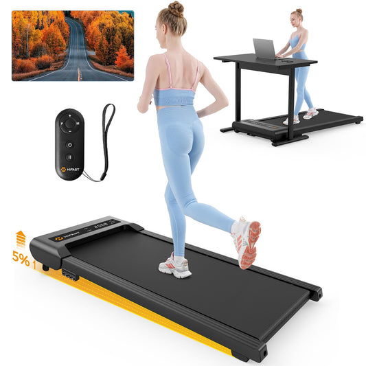 HiFast Walking Pad with Incline, Under Desk Treadmill for Home, 2.5 HP Portable Treadmills with Incline, Compact Treadmill Small Running Pad with LED Display, Remote Control