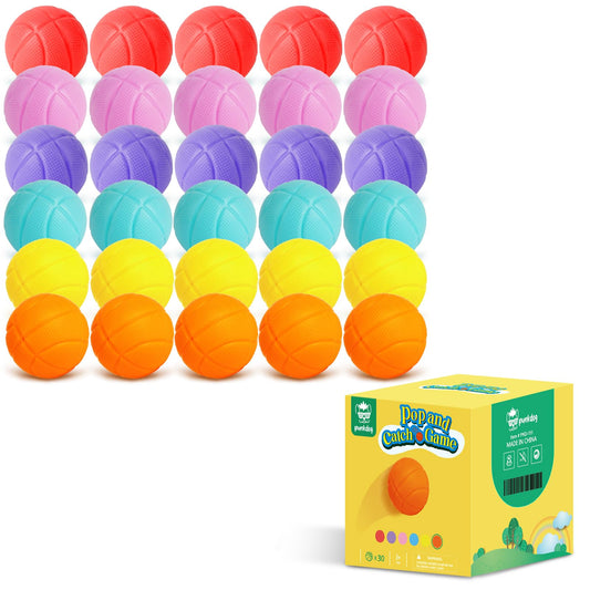 Pop and Catch Ball Game with 24 Balls and 4 Catch Launcher Baskets - Outdoor Indoor Game Activities, Easter Basket Stuffers Gifts Beach Sport Summer Beach Toys for Kids Ages 4 5 6 7 8 10 12+