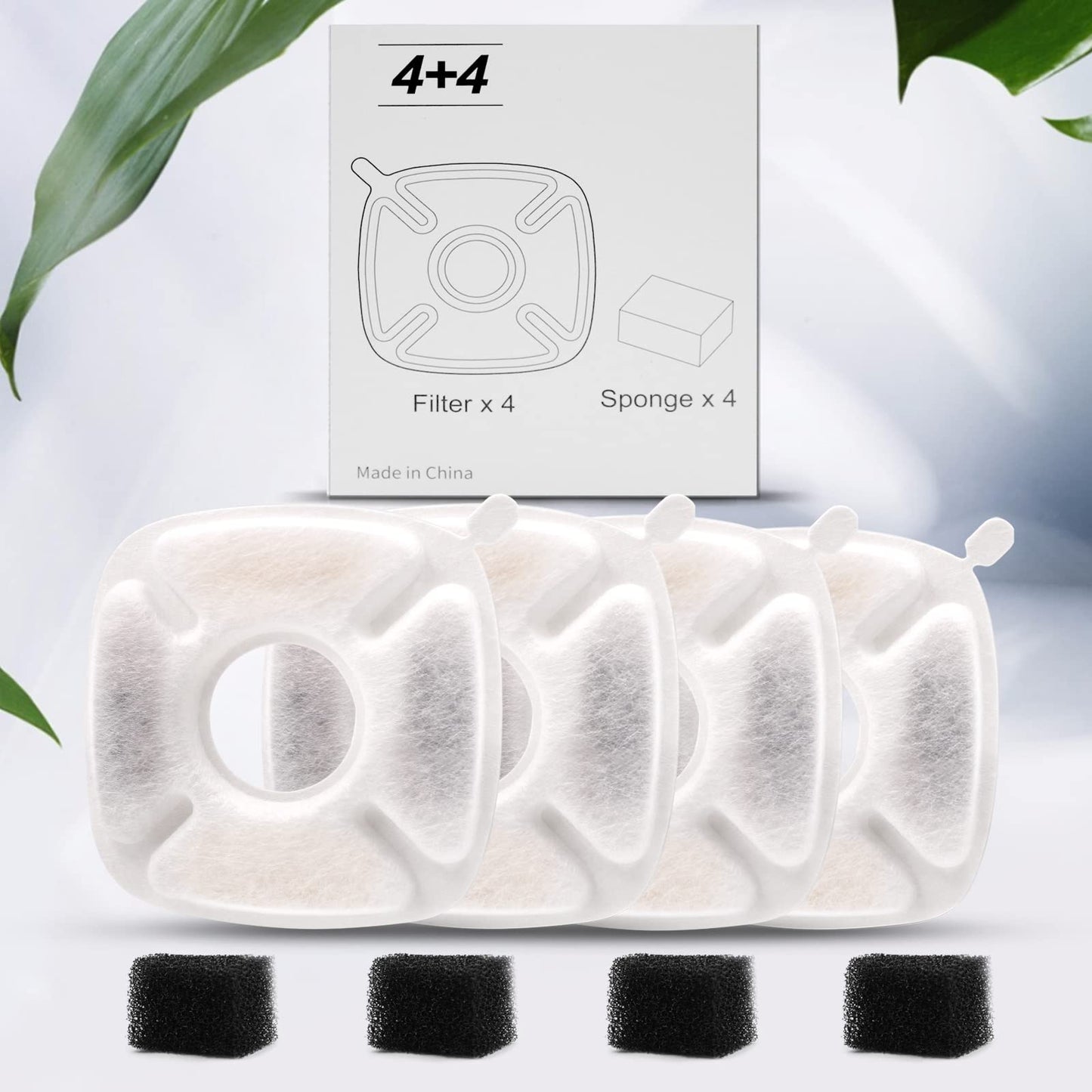 Pet Fountain Filters Compatible with 95Oz/2.8L Dog Water Fountain(4 Carbon Filters+4 Sponge Filters)