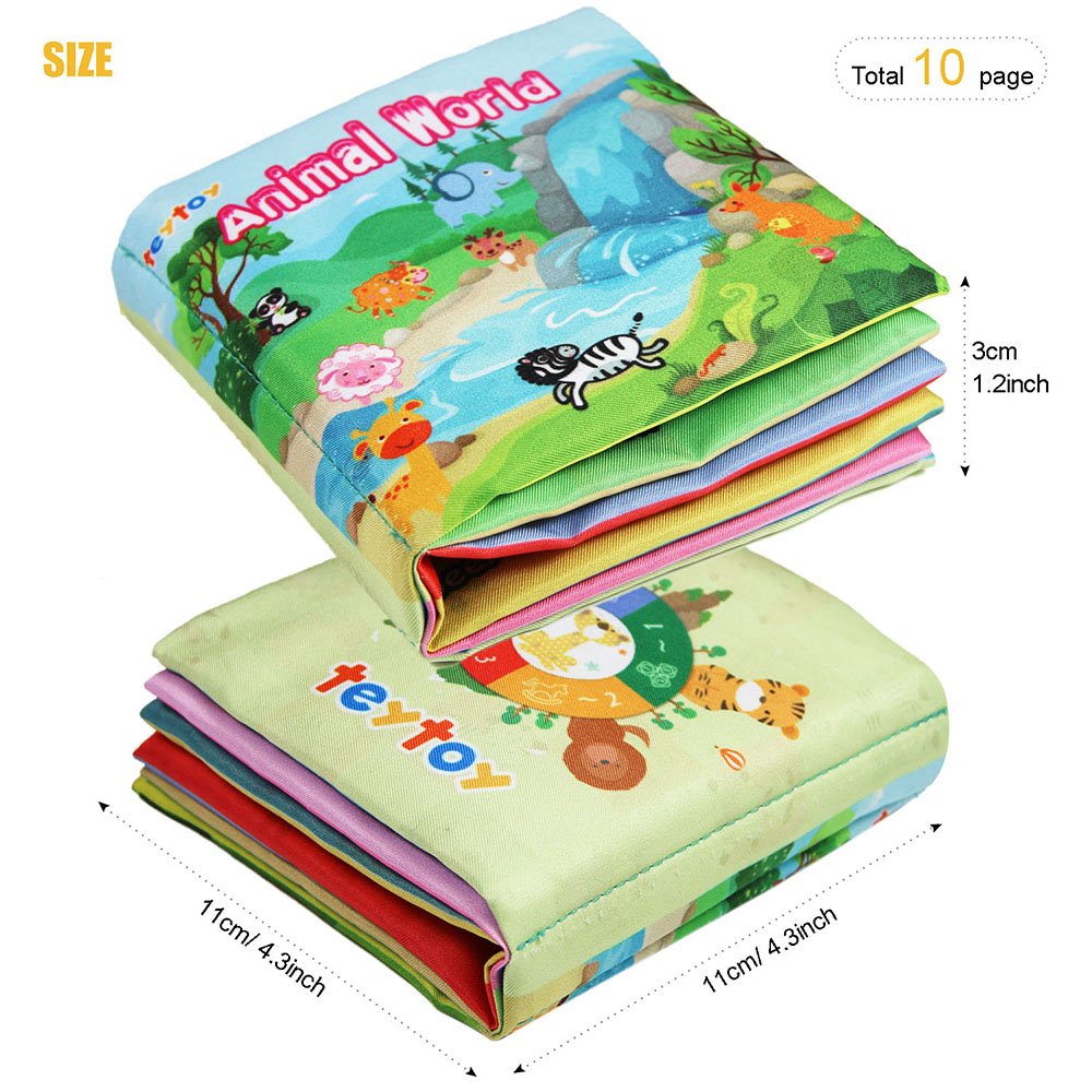 teytoy My First Soft Book,Nontoxic Fabric Baby Cloth Books Early Education Toys Activity Crinkle Cloth Book for Toddler, Infants and Kids Perfect for Baby Shower -Pack of 6