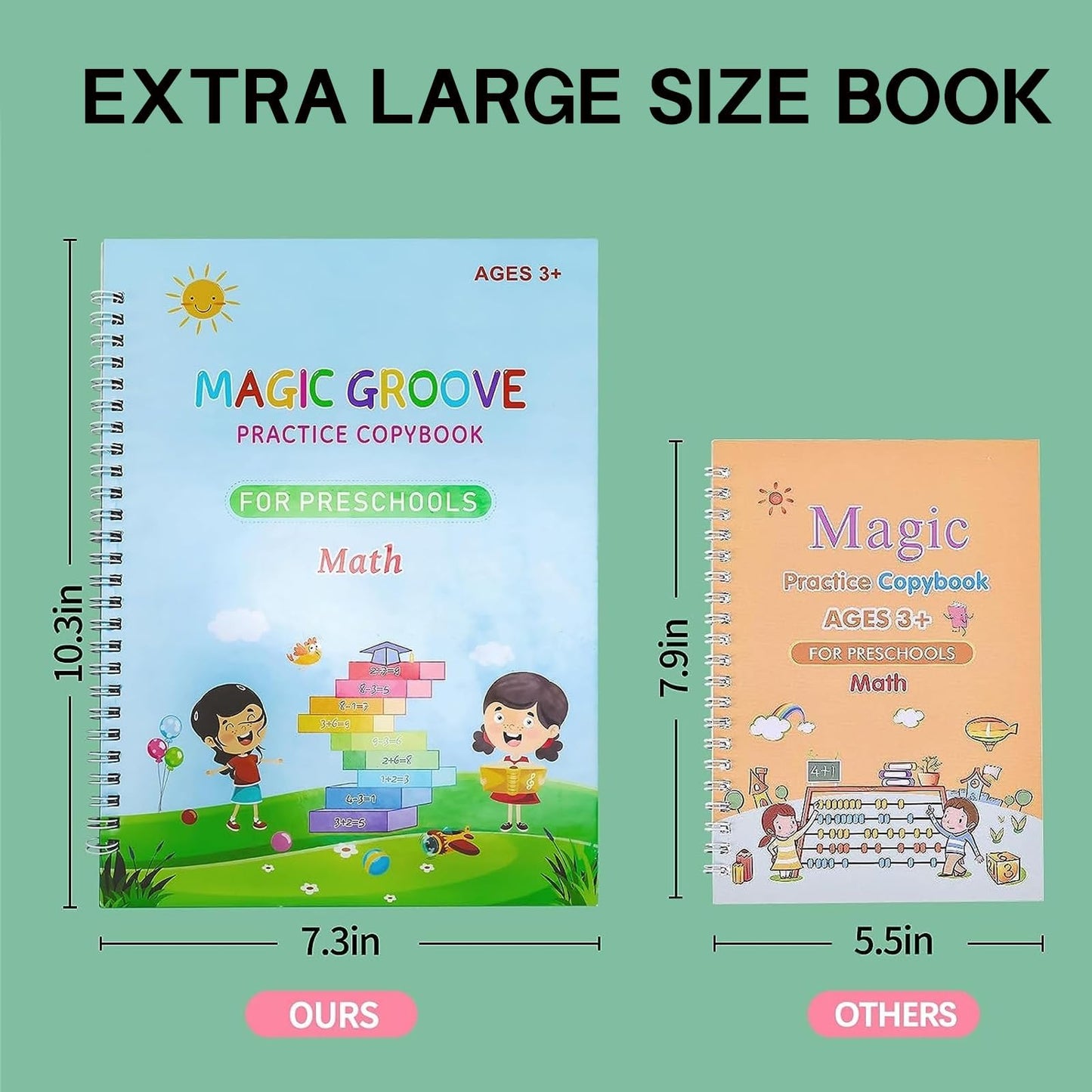 Yekidos Large 2 Sets Calligraphy Magic Copybook Learn to Write for Kids Age 2 3 4 5 6 7 8 12 Handwriting Practice Preschool Activities Tracing Book Prek Kindergarten Paper Must Haves School Supplies