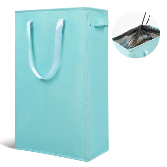 Odonata Slim Laundry Hamper Handles Collapsible Laundry Basket Thin Dirty Clothes Basket Narrow Laundry Bag Foldable Dirty Hamper 45L (Dark Grey)
