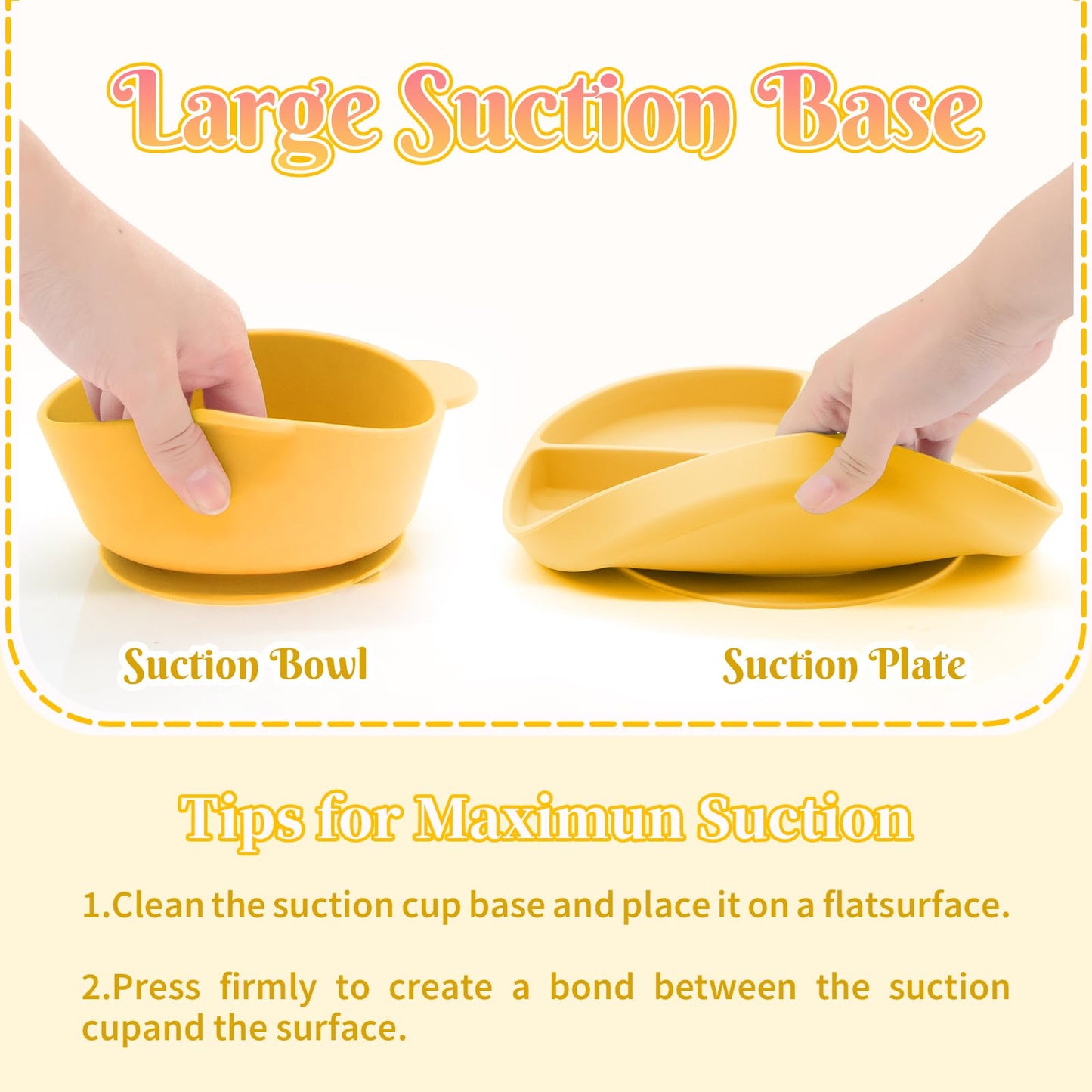 CHCC Silicone Baby Feeding Set, 6 Pcs, Baby Led Weaning Supplies, BPA Free, Yellow