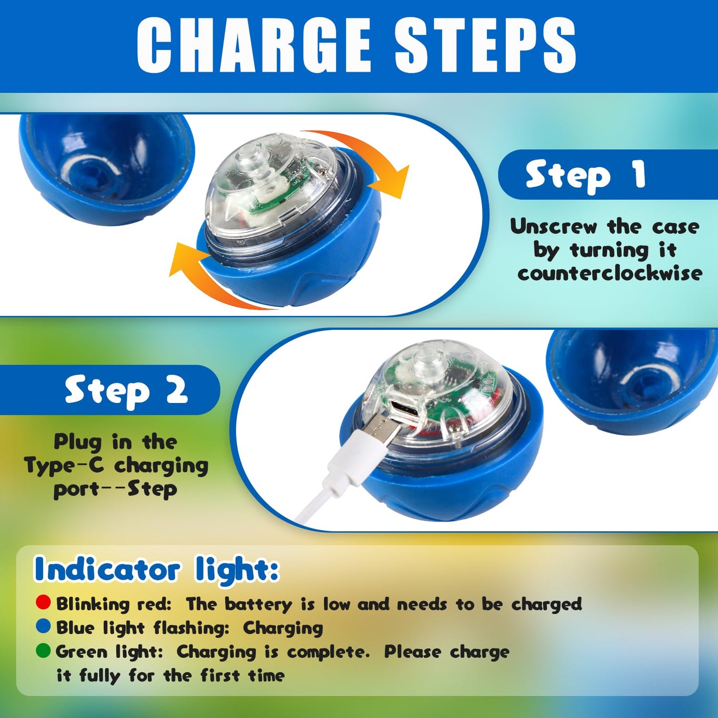 GROTOLY 2Pcs Shaking Dog Ball Toy Blue and Orange Shaky Vibrating Ball Automatic Moving Toy for Dogs