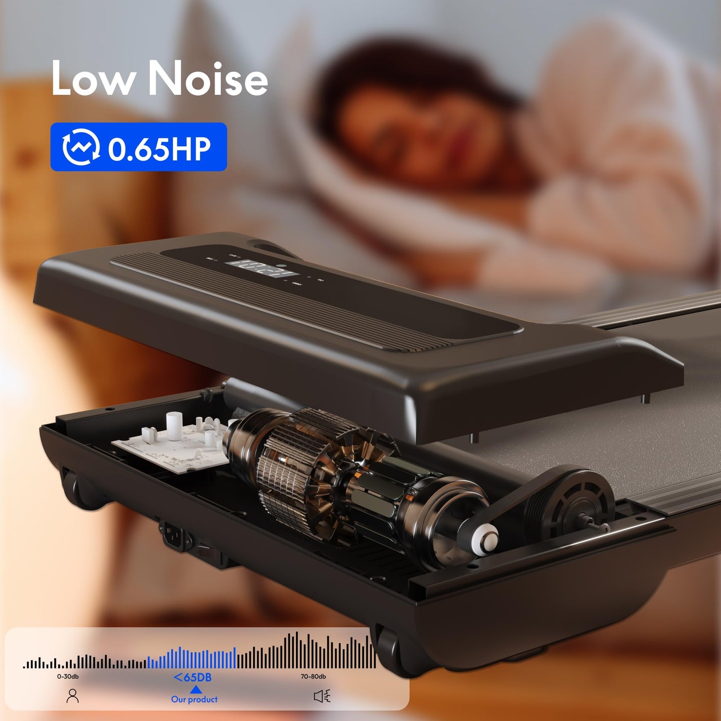 FLEXISPOT Walking Pad, Portable Treadmill for Home Office, 2.5HP Under Desk Treadmill with 265 Lbs Capacity, Remote Control, Led Display, Black