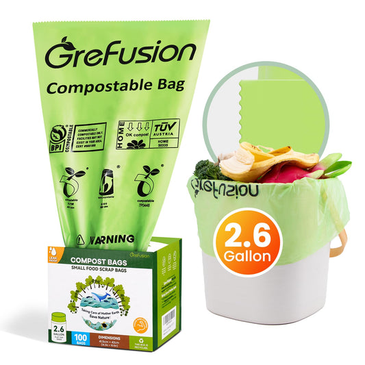 Compostable Bags for Kitchen Compost Bin, 1.2 Gallon, 125 Count, Certified by BPI and ASTM, Leakproof and Odor Control