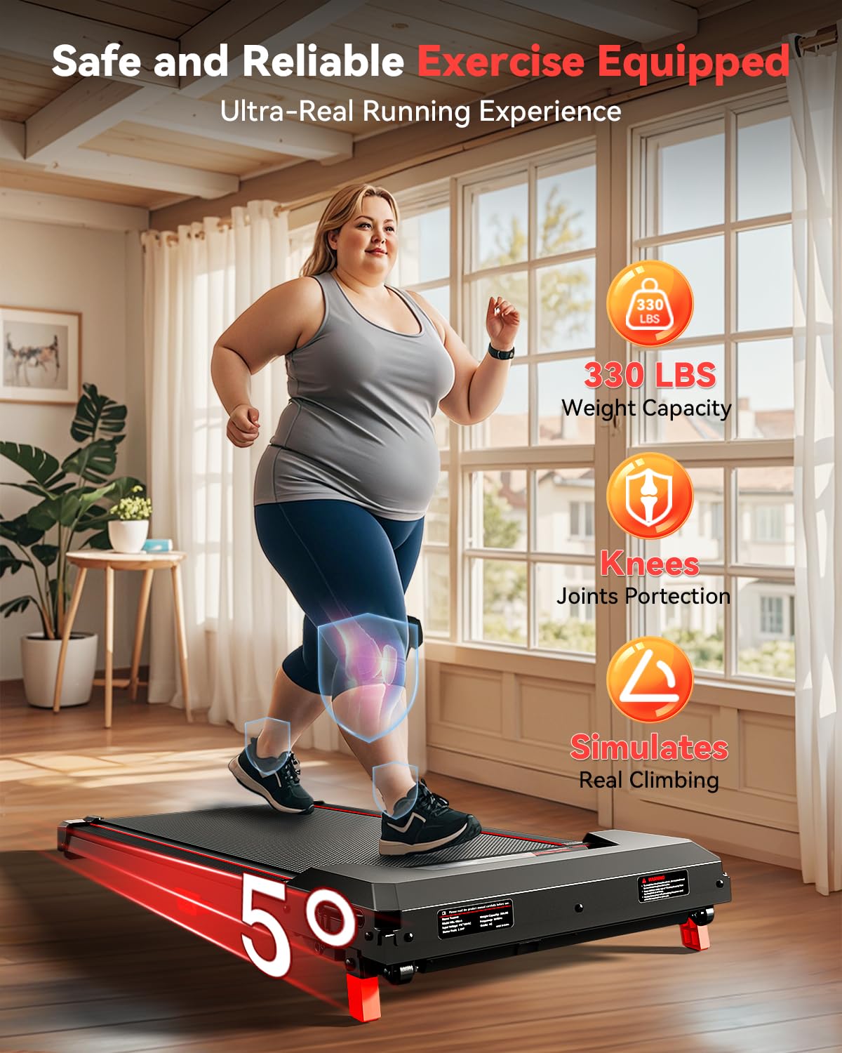 Walking Pad with Incline,Under Desk Treadmill for Home Small Office,2.5HP Low Noise Portable Treadmill with 330 Lbs Capacity,Remote Control and LED Display