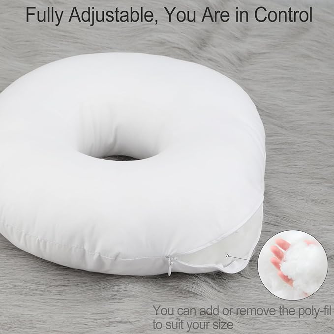 Silky Ear Piercing Pillows with Holes Removable Pillowcase Washable Donut Pillow for Ear Pain Side Sleeping Cartilage CNH Pressure Sore Tinnitus Headphones Relief Guard Protector Black