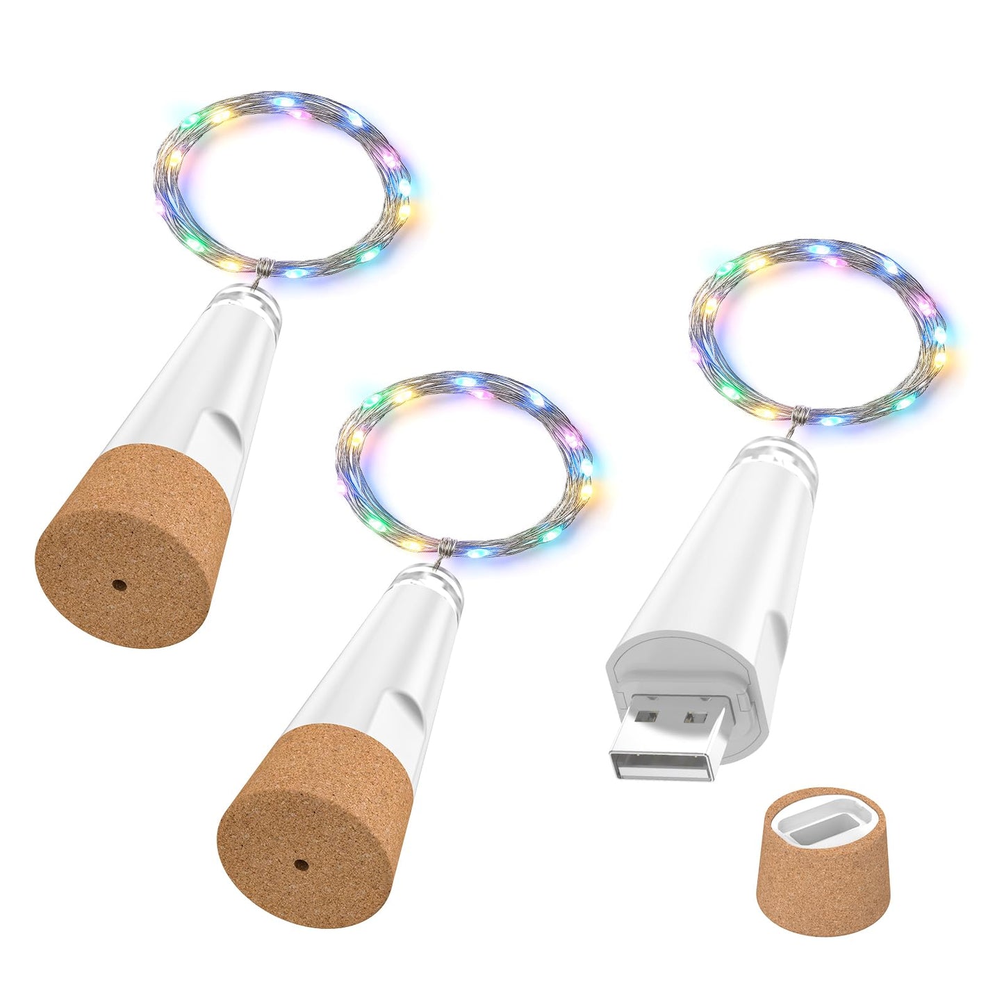 OUSMIN String Lights, USB Rechargeable Wine Bottle Lights with Cork, 2025 Version USB Fairy Light for Party Christmas