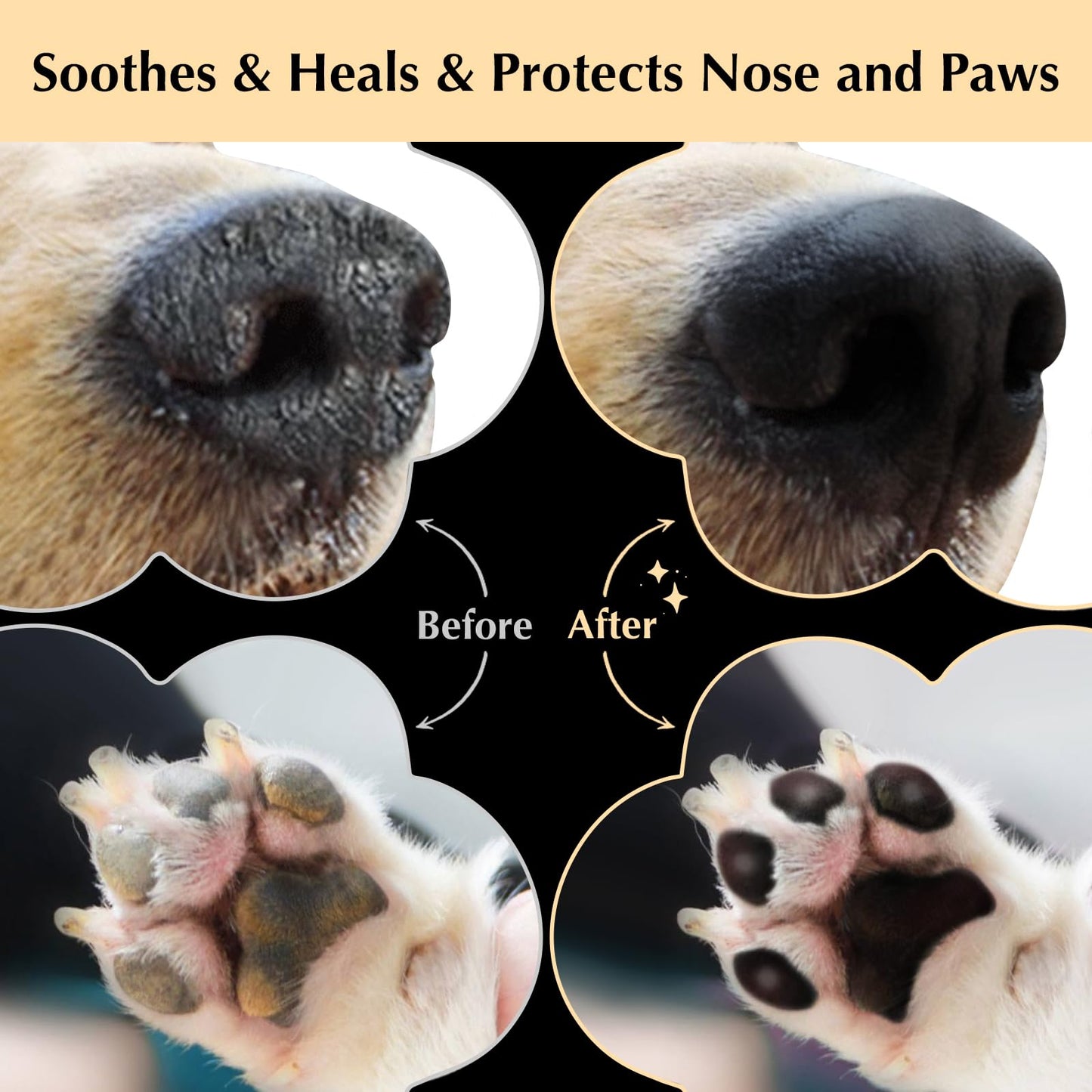 Tinioey All-Natural Lick Safe Dog Paw Balm for Dogs & Cats | 2 Pack Dog Paw Pad Balm Paw Protector, Moisturizer & Soother for Dry Cracked Paws & Noses | Snout Soother for Dogs (1.23oz*2)