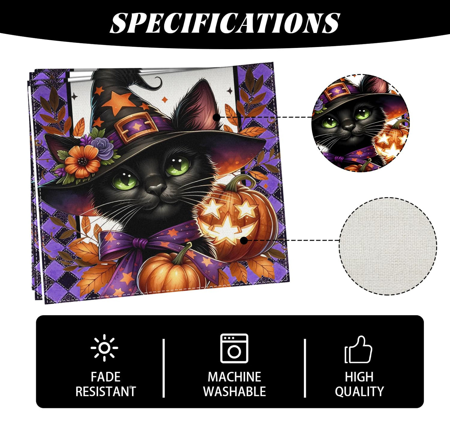 Pumpkins Bats Black Cat Halloween Table Runner 72 Inch Seasonal Fall Kitchen Dining Table Decorations for Home Party Decor