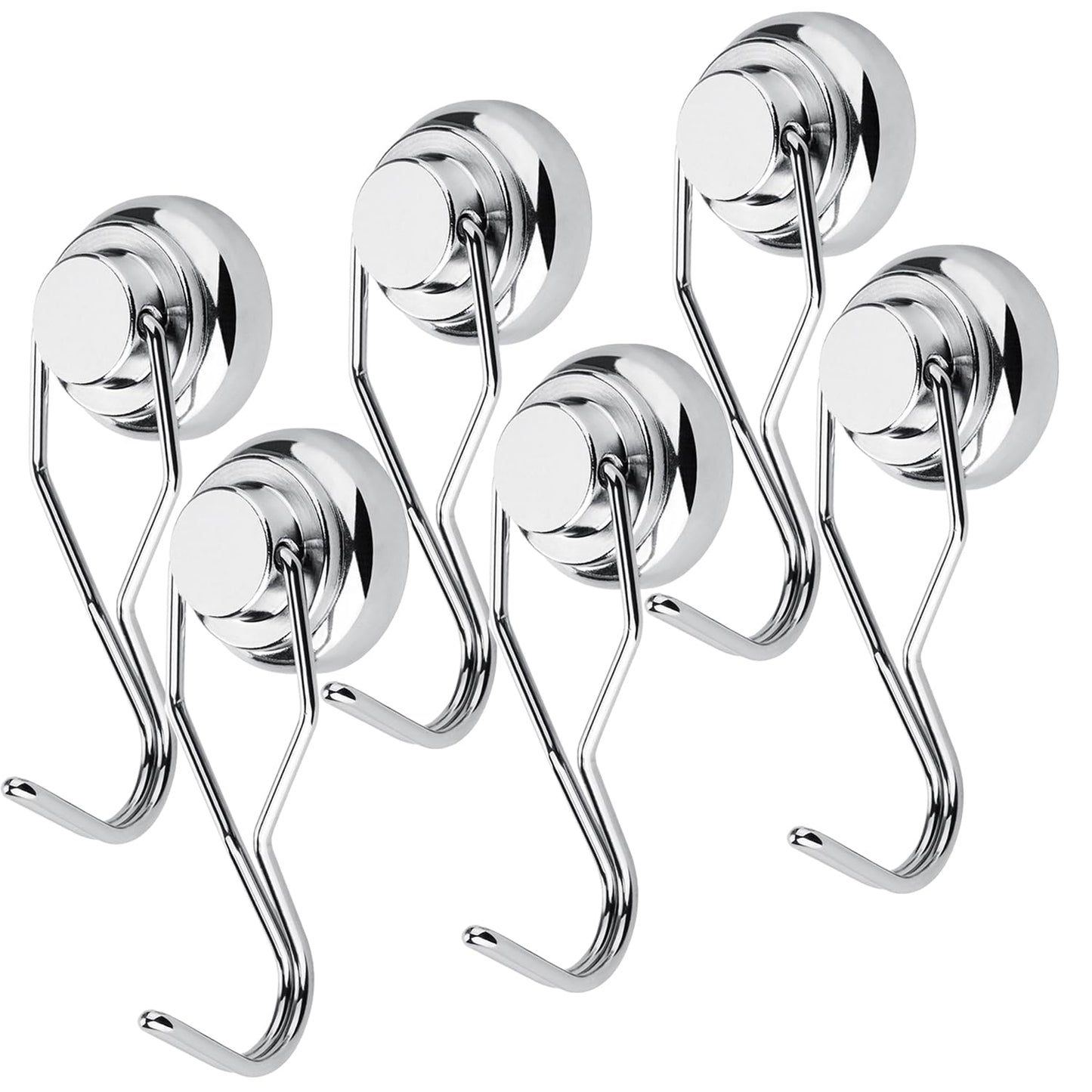 6 Pack Magnetic Swivel Swing Hooks, 60lb Strong Heavy Duty Neodymium Magnet Hooks - Use for Cruise Motor Home Kitchen Office Garage Hanging