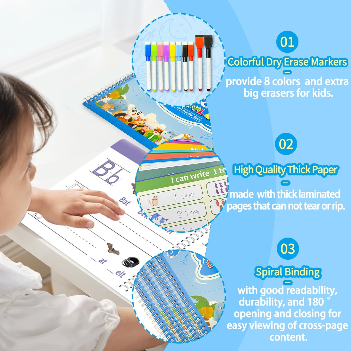 Preschool Learning Activities-Handwriting Practice for Kids|Montessori Busy Book|Toddler Activity Book|Autism Learning Materials|Educational Workbook|ABC Learning for Kids Ages 3+（8.57 x 12.59″）