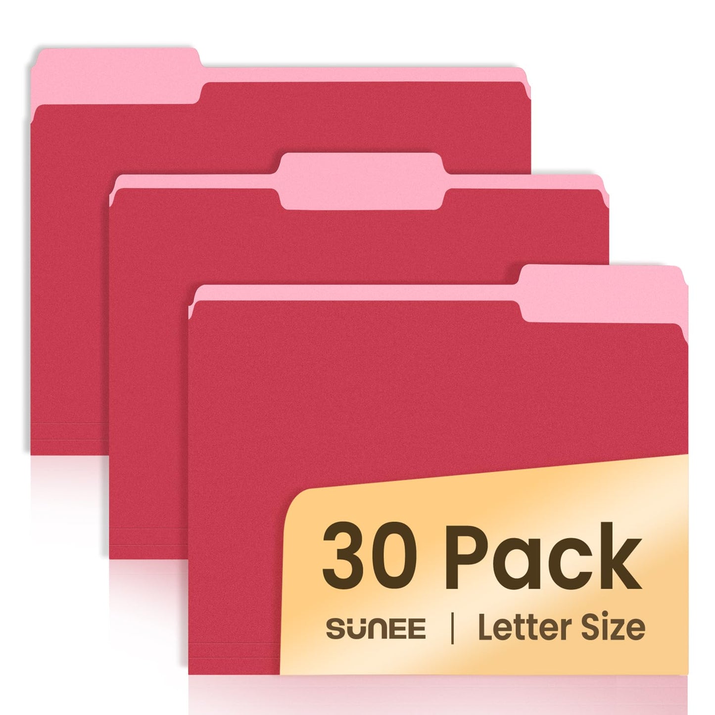SUNEE File Folders, 30 Pack Manilla Folders 8.5 x 11, Colored File Folders Home Office School Supplies for Documents Files Paper, Pink