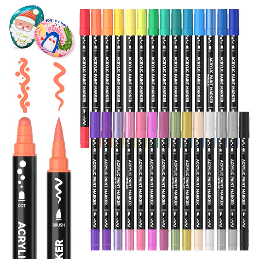 Shuttle Art 36 Colors Dual Tip Acrylic Paint Markers, Dot Tip and Fine Tip Acrylic Paint Pens for Rock Painting, Ceramic, Wood, Canvas, Plastic, Glass, Stone, Calligraphy, Card Making, DIY Crafts