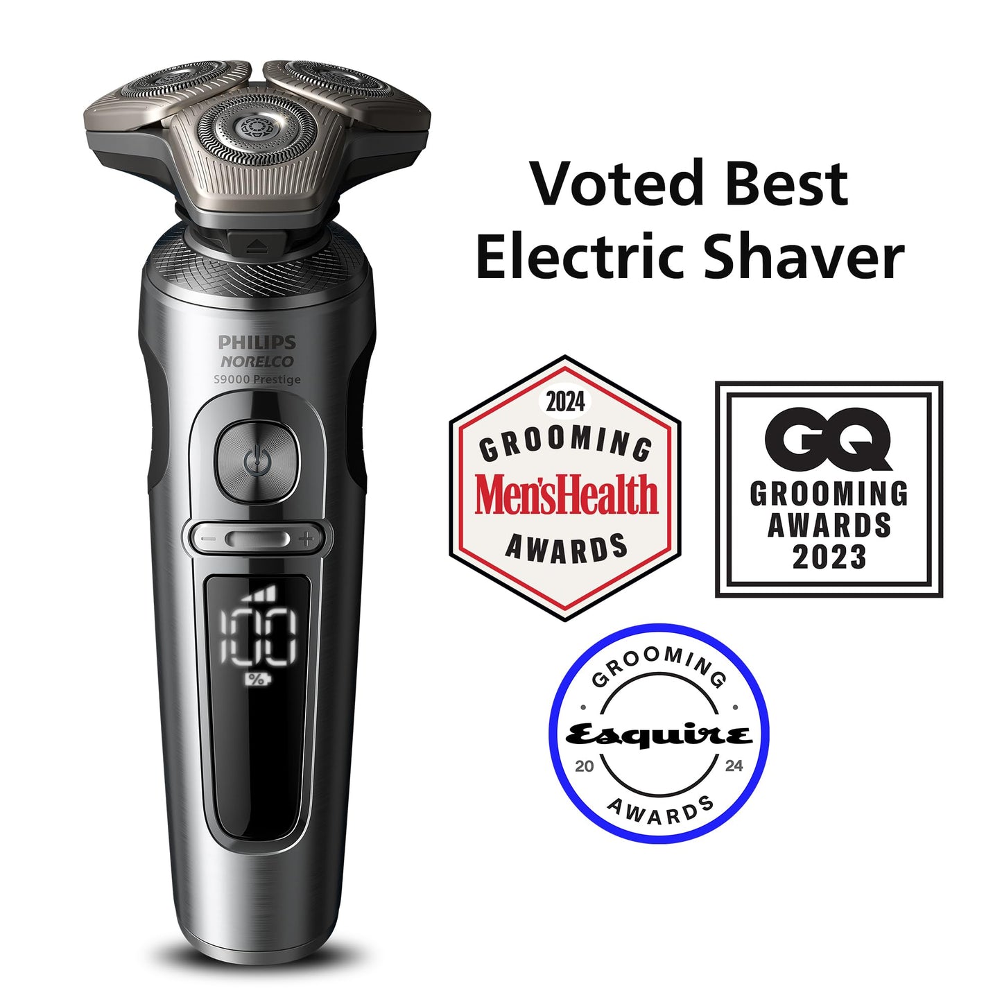 Philips Norelco S9000 Prestige Rechargeable Wet & Dry Electric Rotary Shaver with Precision Trimmer, Premium Case & Cleaning System, SP9841/84