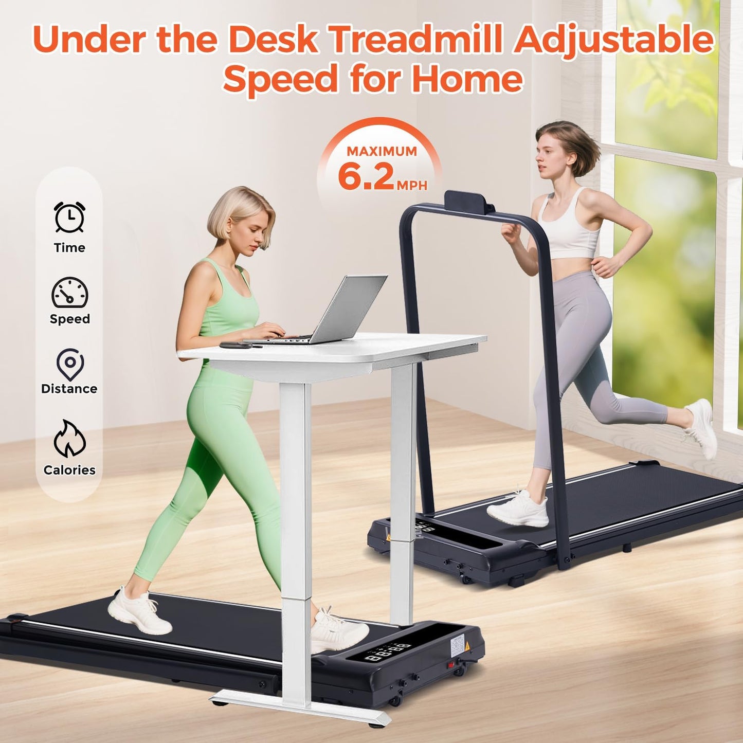Walking Pad with Handle Bar, 3.0HP Foldable Folding Treadmills for Home Small, 3 in 1 Portable Treadmill with Handles, Small Walking Pad Treadmill Home with Remote Control, 320LB Capacity
