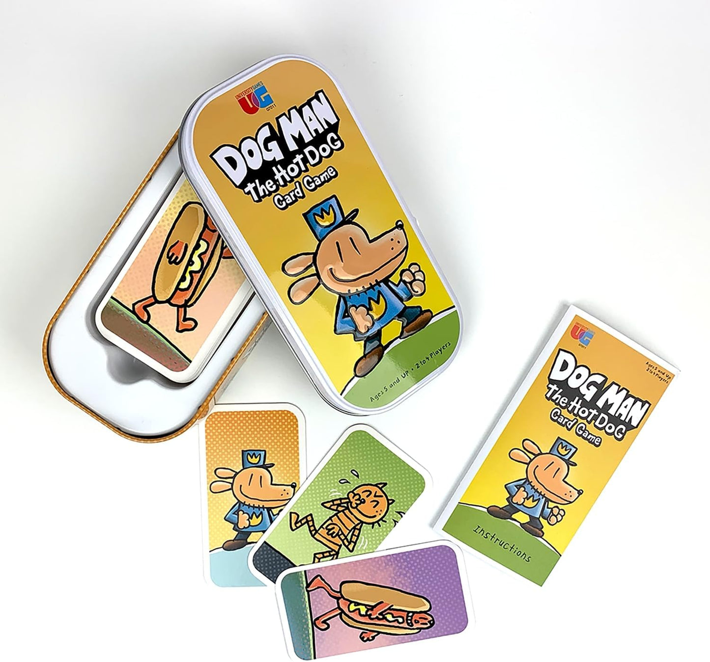 University Games Dog Man Hot Dog Card Game in a Tin , The Fast and Frenzied Collection Game for Kids Featuring Art from the Dog Man Books by Dav Pilkey, for Players Ages 6 and Up