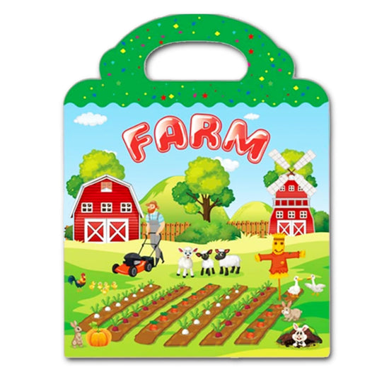 Reusable Sticker Book for Kids, Farm Stickers Educational Learning Toys Travel Stickers Activity Books for Toddler Girls Boys Age 3+ Birthday Gifts