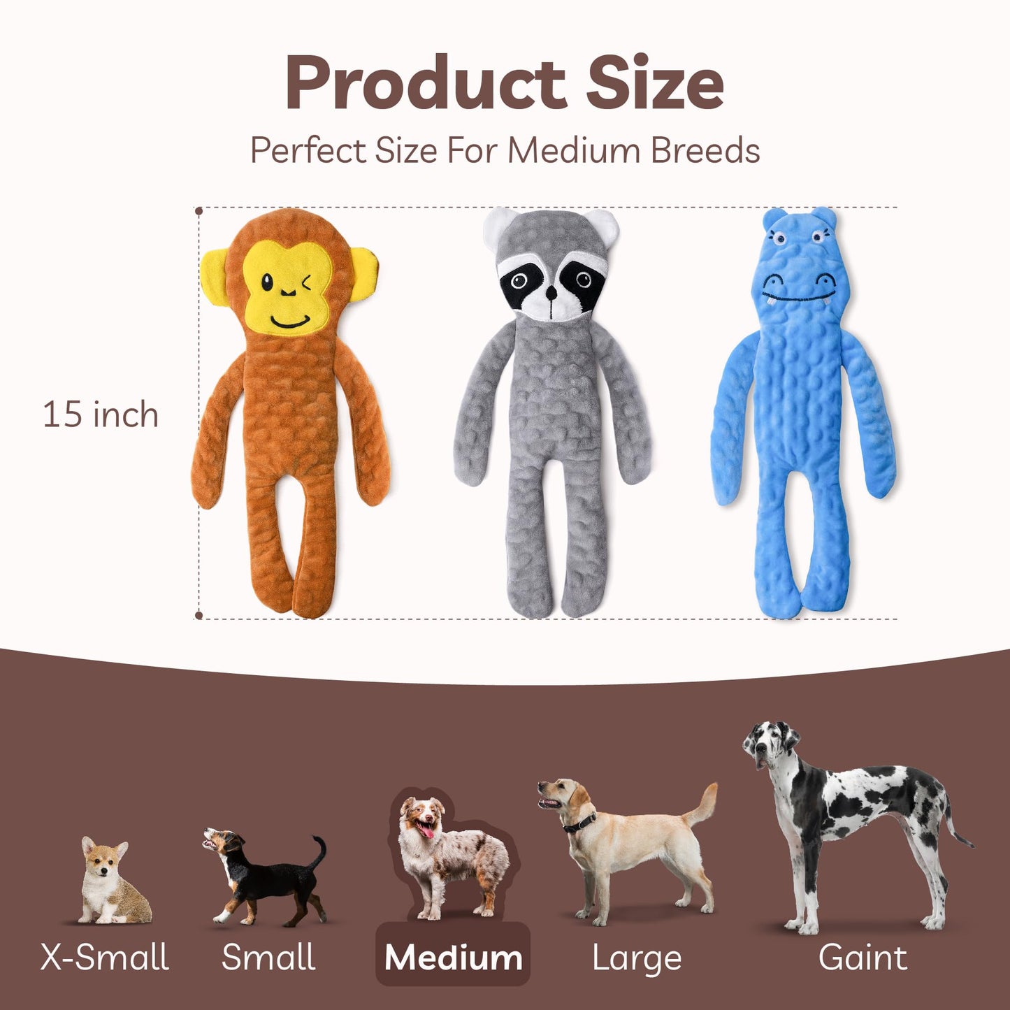 SHARLOVY No Stuffing Dog Toys Squeaky for Large Dogs, Crinkle Puppy Teething Toys to Keep Them Busy, Plush Interactive Doggie Long Lasting Chews for Aggressive Chewers