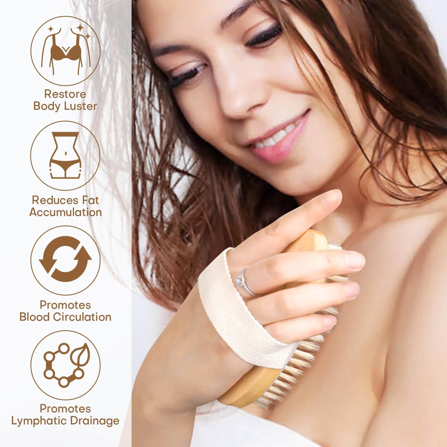 2 Pack Dry Brushing Body Brush, Natural Bristle Exfoliating Brush with Massage Nodes, for Lymphatic Drainage and Improving Skin Health and Reduces Acne