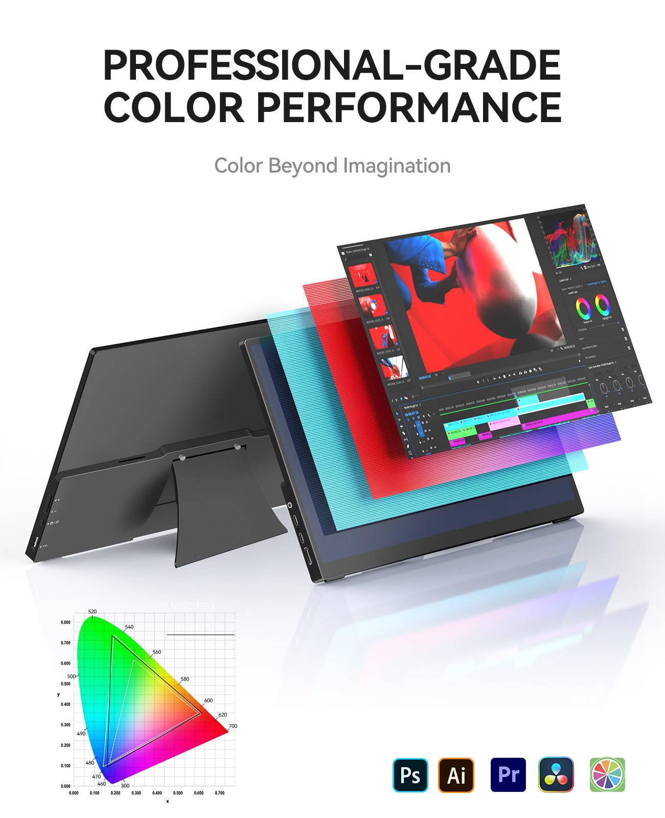 4K Portable Touch Monitor, 15.6" inch 3840 * 2160 UHD w/USB-C HDMI Laptop Monitor, 2000:1 100% RGB IPS ，Aluminum Alloy Shell,10-Point Touch，Dual Speaker, HDR, for Home, Work