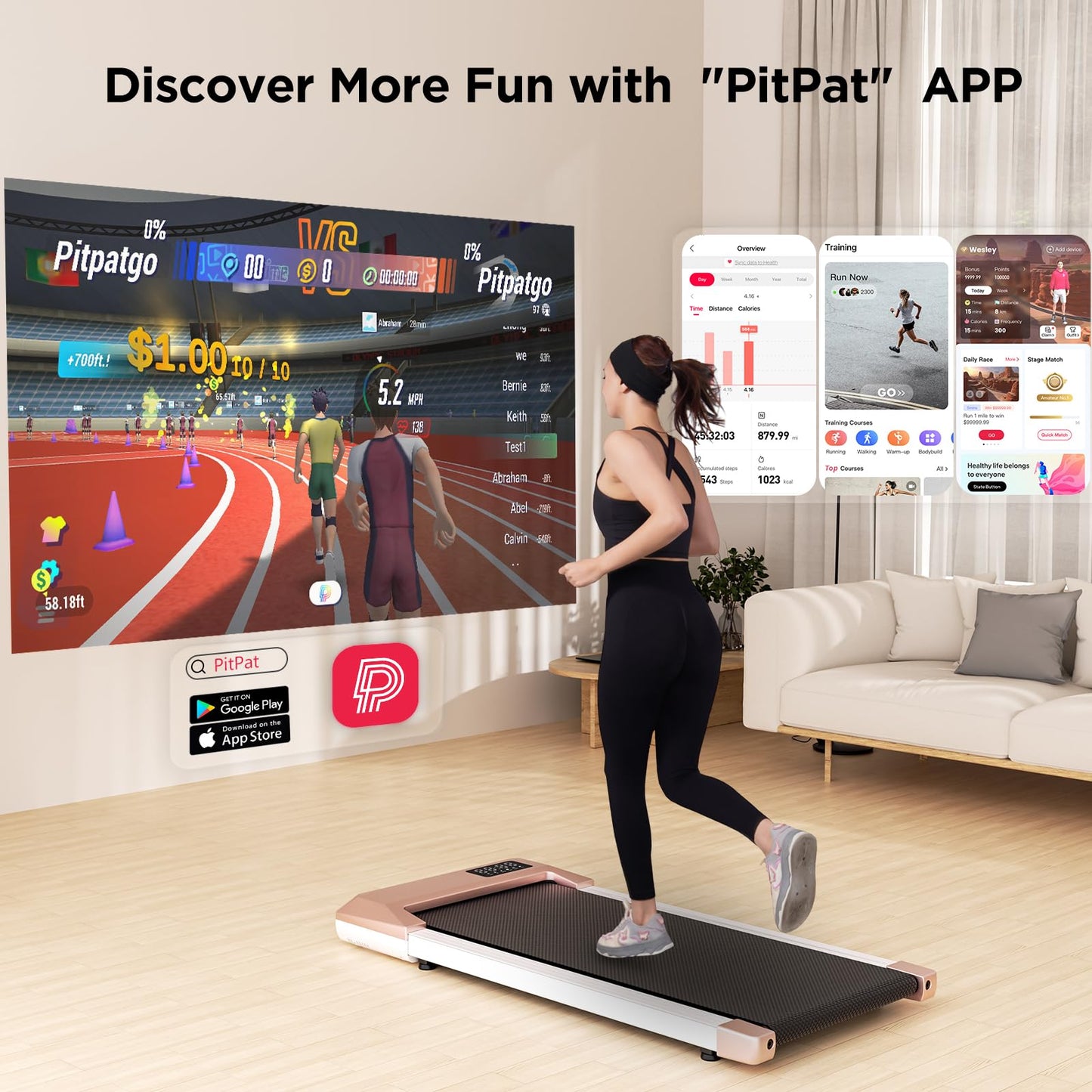 SupeRun Walking Pad, Under Desk Treadmill, 3 in 1 Portable Treadmill with Remote Control LED Display, 2.2 HP Quiet Walking Jogging Machine for Office Home Use, 300 Lbs Capacity