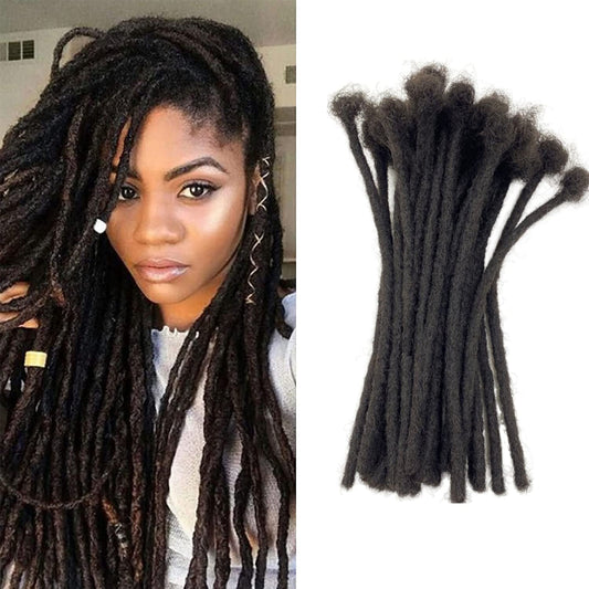 Dreadlock Extensions Human Hair 18 Inch 0.4cm Thickness 60 Strands Locs Extensions Real Human Hair, Natural Black for Women Men Kids Full Handmade Permanent Locs Can Be Dyed and Bleached