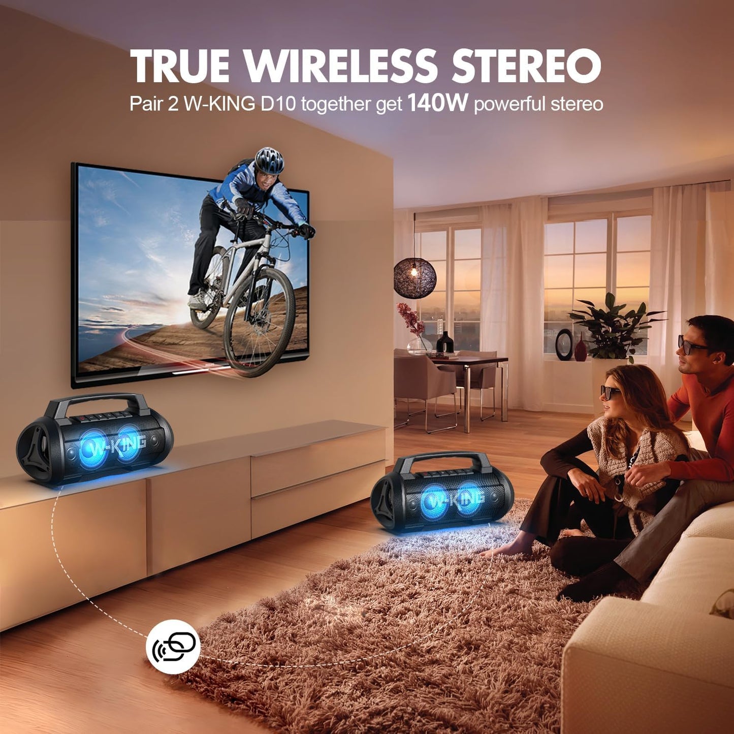 W-KING Portable Bluetooth Speaker with Wireless Microphone, 120W Peak 70W RMS Waterproof Speakers with Subwoofer Outdoor Speakers Bluetooth Boombox/42H/Bass Up/DSP/AUX/Stereo Pairing