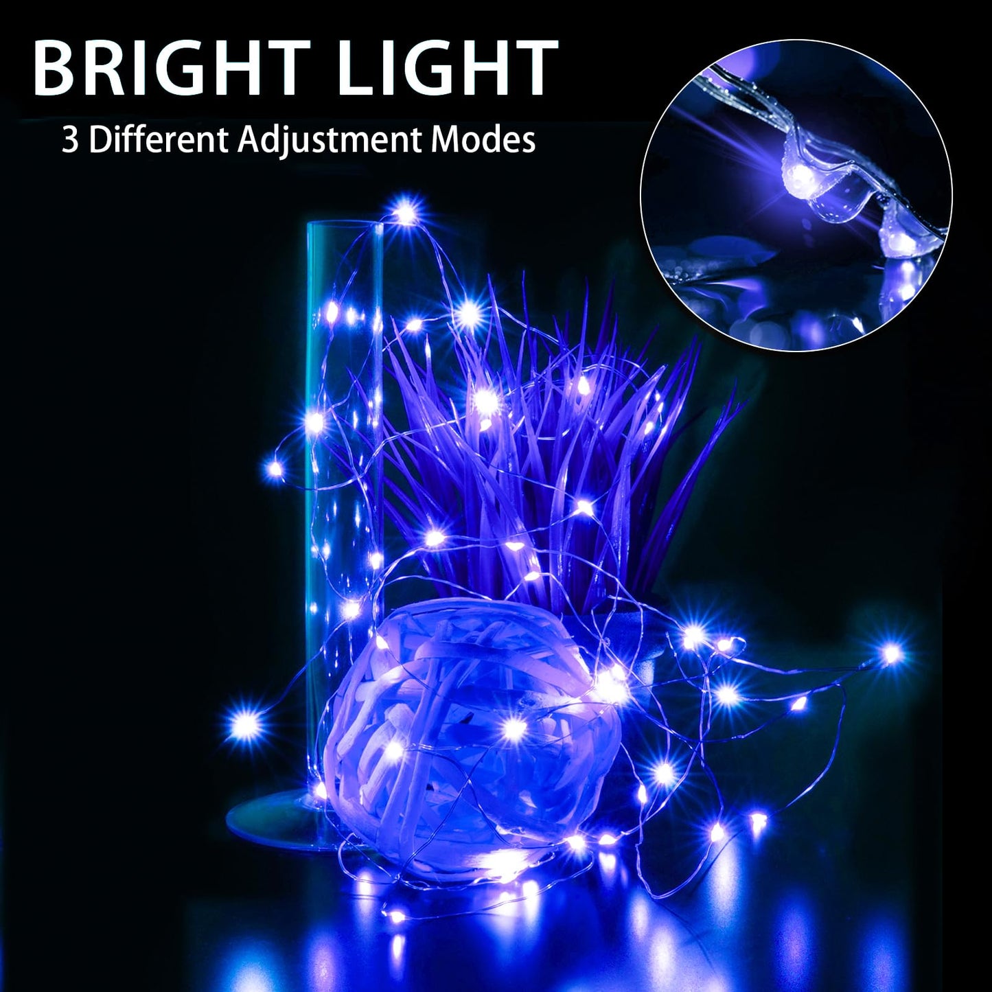 chzk Fairy Lights Battery Operated, 24 Pack 7FT 20 LED Mini String Twinkle Lights for Christmas Helloween Mason Jars Centerpiece Table Decorations (24, Blue)