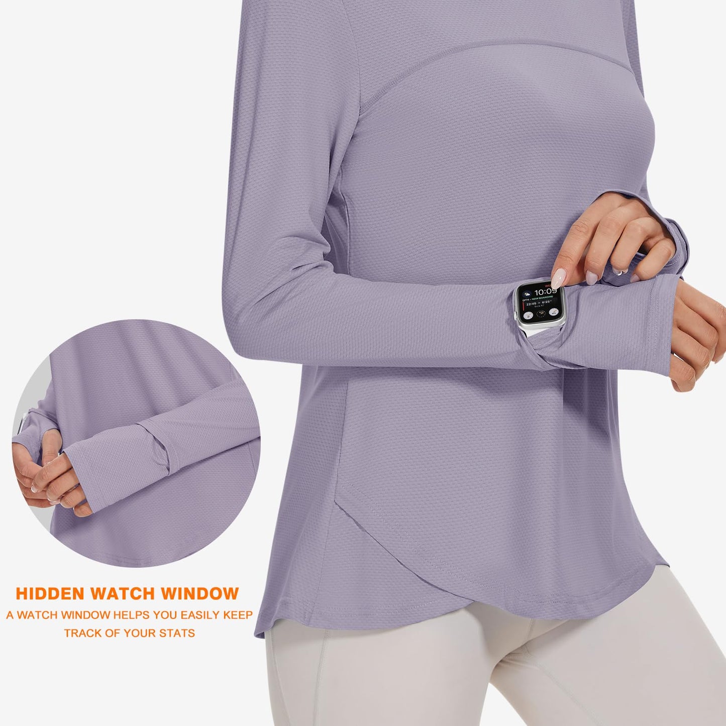 Blingfit Sun Shirts for Women UPF 50+ Women's Sports T-Shirt Long Sleeve Shirt Workout Tops Crew Neck Athletic Casual Running Yoga Fitness T-Shirts