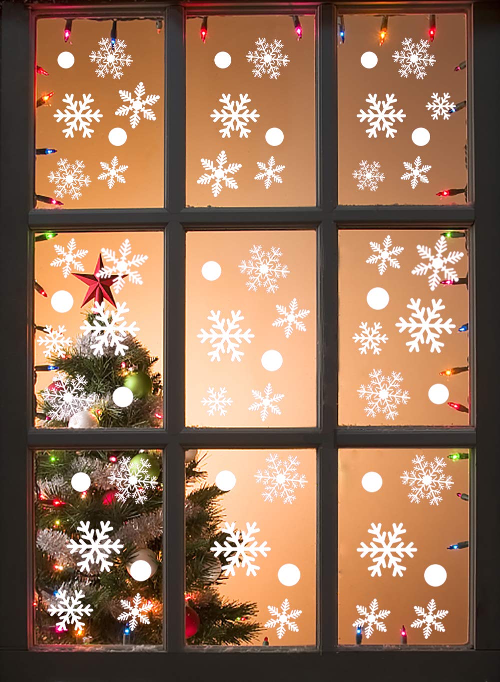 306Pcs Snowflakes Window Clings Decals Decorations White Christmas Window Stickers Winter Wonderland Decorations for Christmas Party