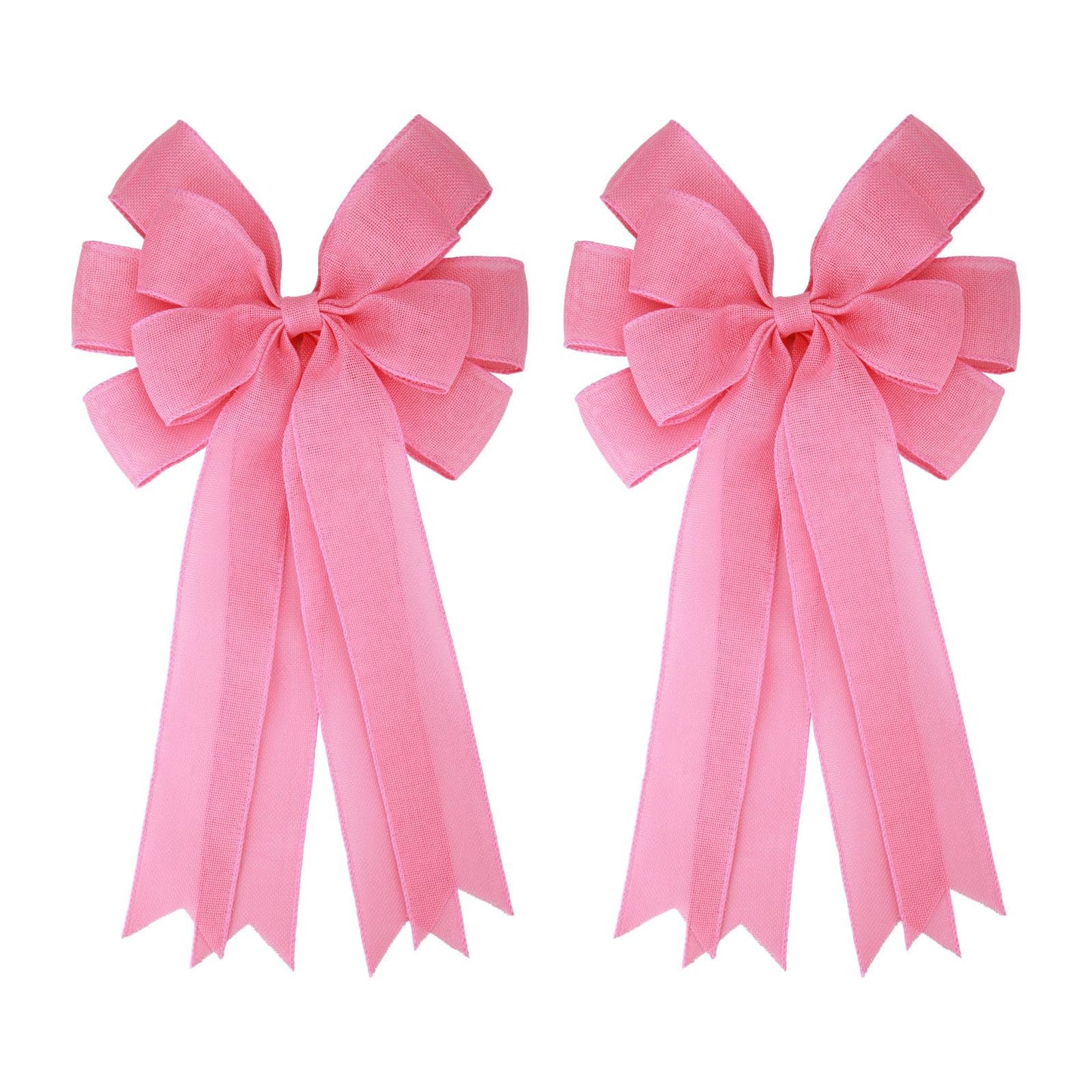 Meseey 2 Pcs 20 x 10 Inch Large Pink Burlap Bows Easter Wreaths Bow for Gift Wrapping Spring Tree Topper Front Door Home Decorations (Pink)