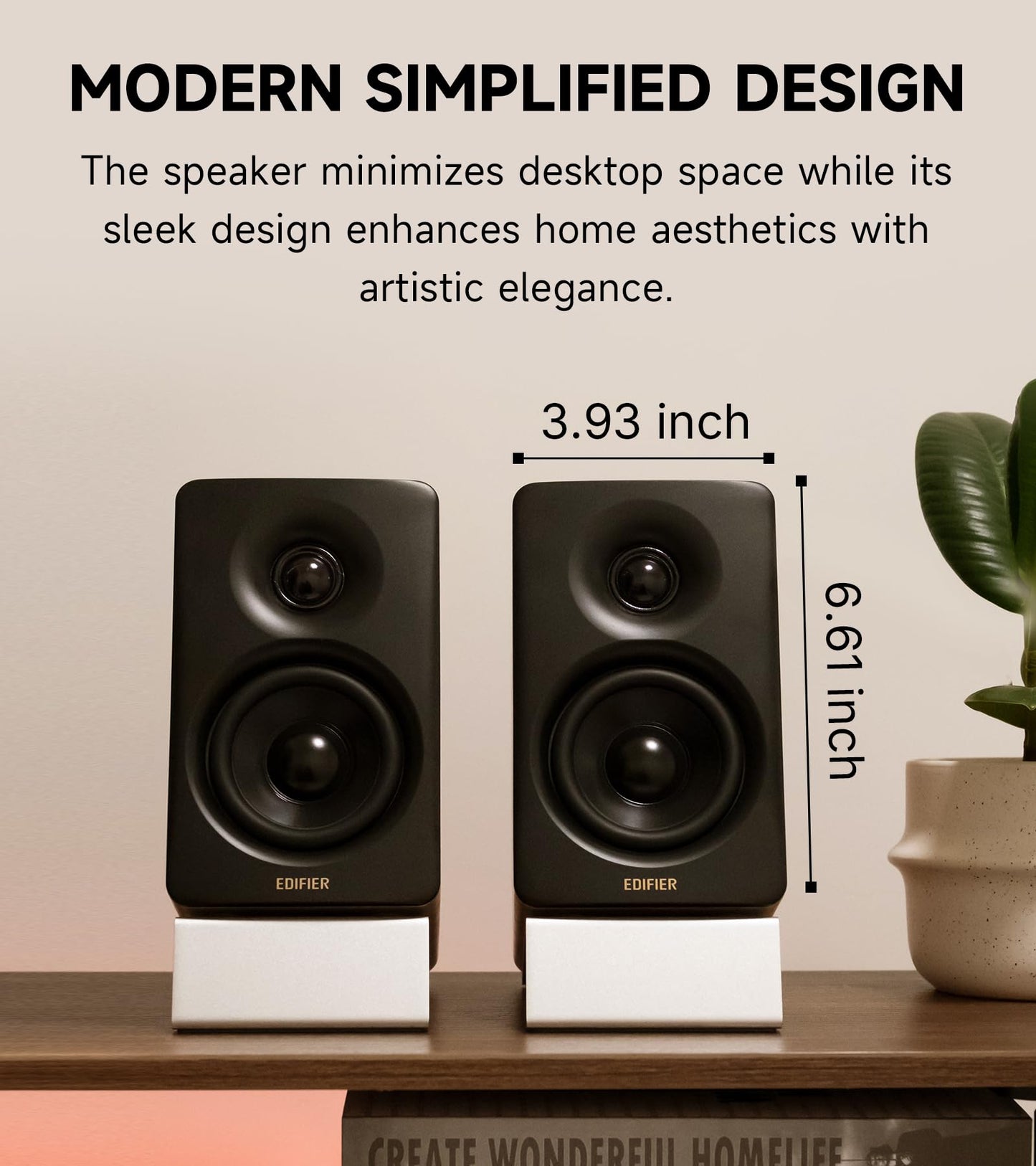 Edifier M60 Multimedia Speaker Bluetooth 5.3, 66W RMS, Hi-Res Audio & Hi-Res Wireless Audio, LDAC,3" Mid Bass & 1" Tweeter, USB-C & Aux Inputs, Compact Desktop Speaker – Classic Oak